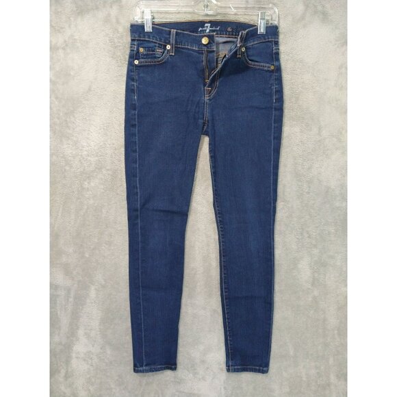 7 For All Mankind Jeans Womens 26 Blue Denim The Skinny Ankle Stretch Dark Wash - Picture 1 of 9